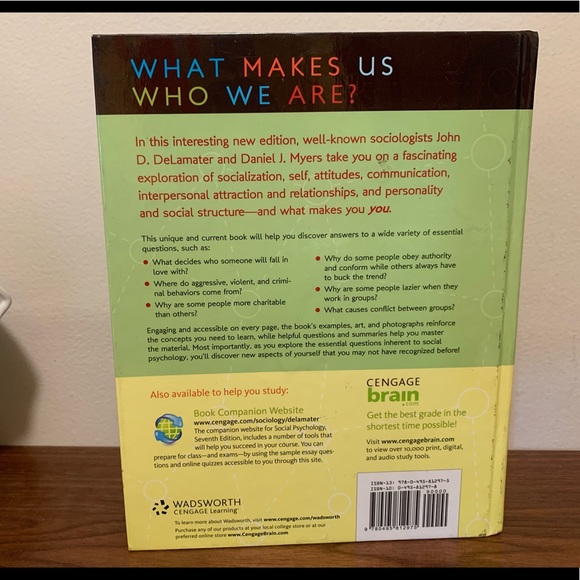 Social Psychology by John D. Delamater,  Daniel J. Myers seventh edition book - Picture 7 of 7